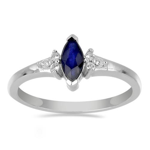 BUY 925 SILVER NATURAL BLUE SAPPHIRE GEMSTONE RING